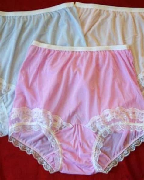 Intimates & Sleep 3 Pair White FRENCH CUT Nylon PANTIES Size 9 Lace Top & Legs USA Made Pantie ...