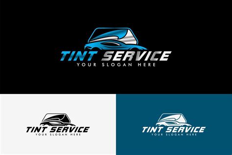 automotive car window tint logo design template modern vector silver blue color combination ...