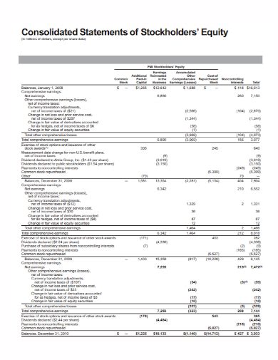 FREE 10+ Statement of Stockholders Equity Samples in PDF | DOC