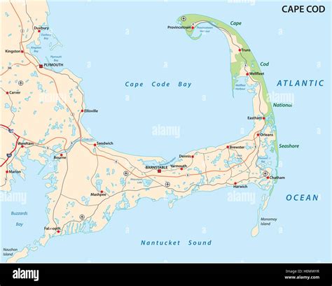 cape cod road map Stock Vector Art & Illustration, Vector Image: 120931995 - Alamy