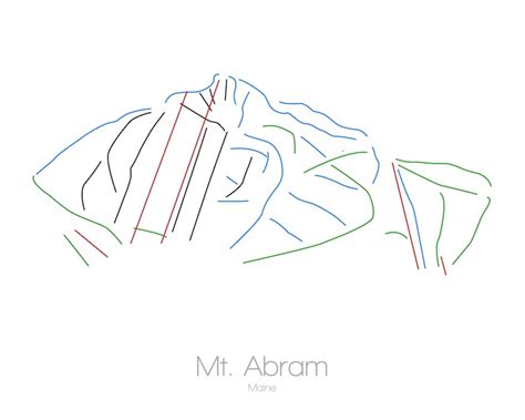 Mt Abram Ski Map Trail Map Maine Modern Wall Art - Etsy