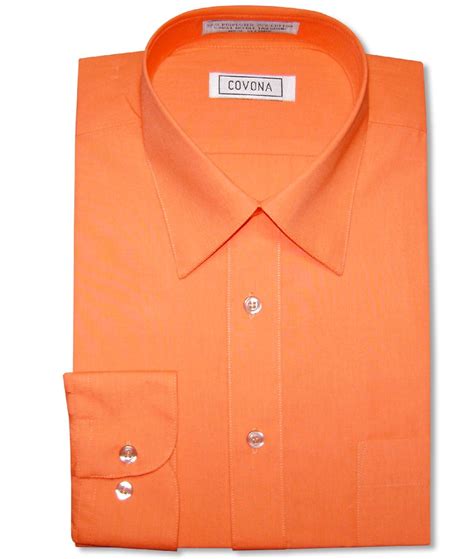 Mens Solid Burnt Orange Color Dress Shirt with Convertible Cuffs