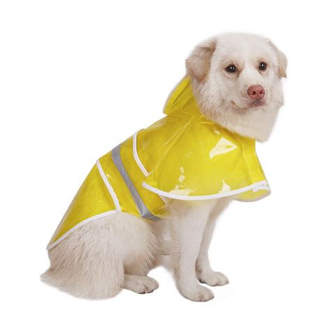 HDE Dog Raincoat Clear Waterproof Rain Jacket with Hood and Reflective Safety Strip for Small to ...