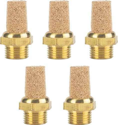 Amazon.com: 5PCS Brass Pneumatic Exhaust Muffler, 3/8 inch NPT Hex Sintered Silencer Exhaust ...