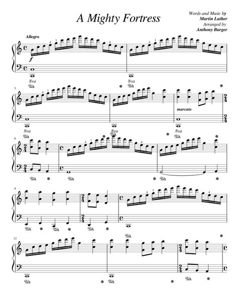 A Mighty Fortress - Arranged by Anthony Burger | Piano Solo sheet music ...