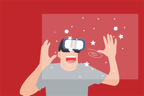 illustration of person with VR enjoying experience of metaverse virtual ...