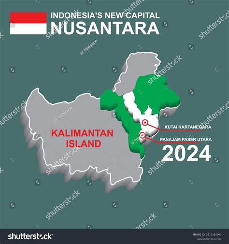 Vector Illustration Map Indonesias New Capital Stock Vector (Royalty ...