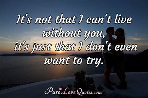 It's not that I can't live without you, it's just that I don't even want to try. | PureLoveQuotes