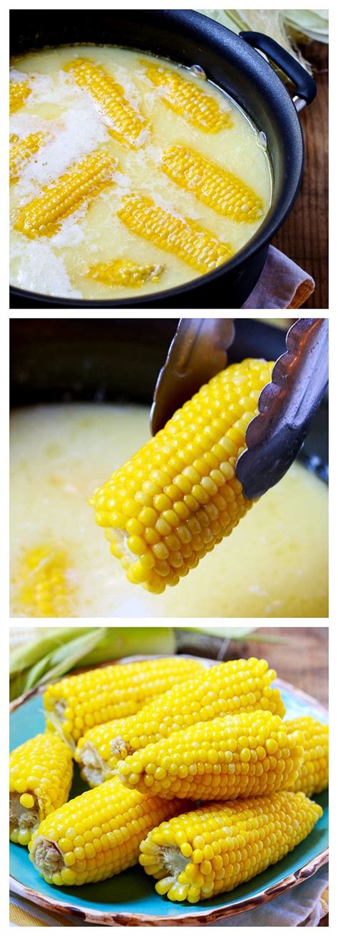 The best way to cook corn- in boiling water with a cup of milk and a ...