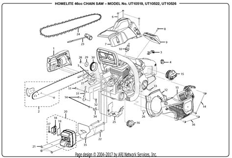 Homelite UT10519 46cc Chain Saw Parts Diagram for General Assembly