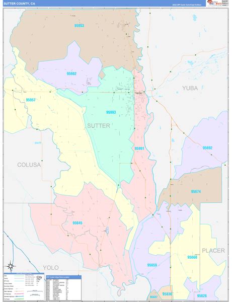 Sutter County, CA Wall Map Color Cast Style by MarketMAPS - MapSales