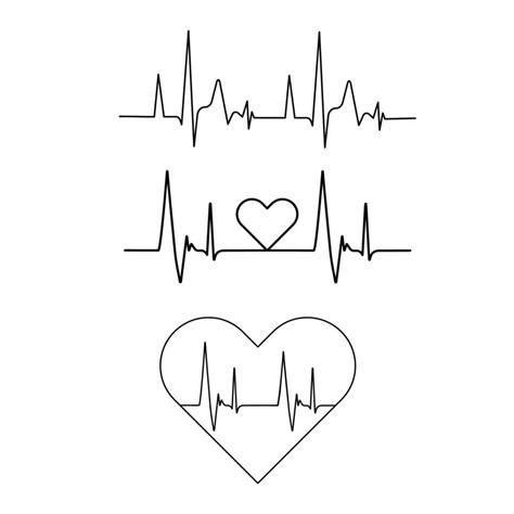 Heart icon with sign heartbeat. Vector illustration isolated. Heartbeat in outline style ...