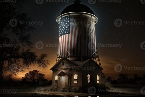 America water tank tower at night in USa illustration 23968376 Stock ...