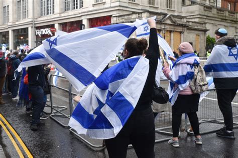 Dozens of protesters gather outside London Israeli embassy