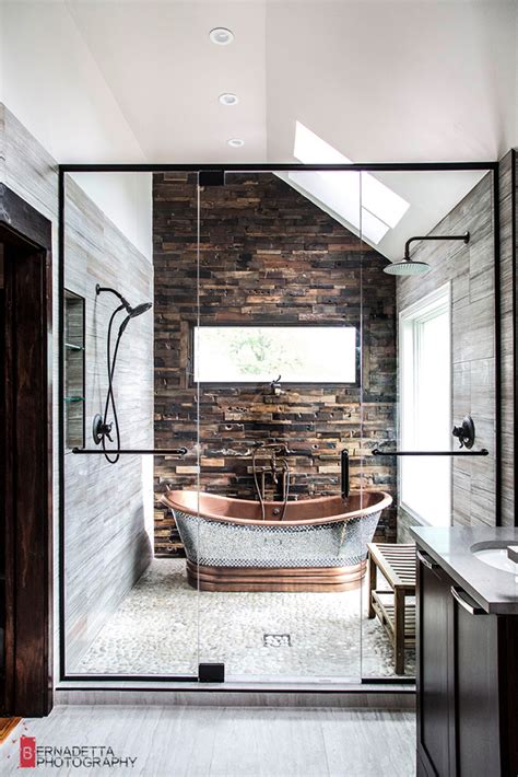 A rustic and modern bathroom