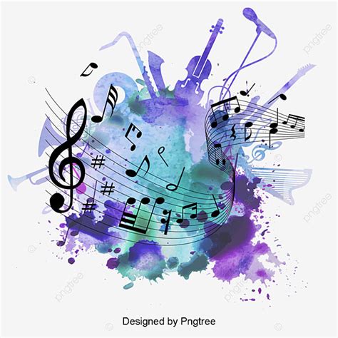 Musical Staff White Transparent, Beautiful Cartoon Hand Painted Music ...