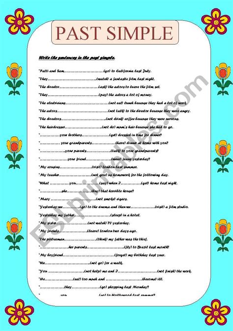 Past Simple Affirmative Negative And Interrogative Sentences Esl Worksheet By Montseteacher ...