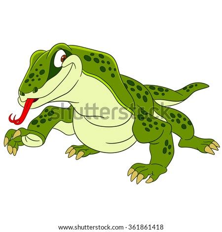 Cute Happy Cartoon Varan Komodo Dragon Stock Vector 361861418 - Shutterstock