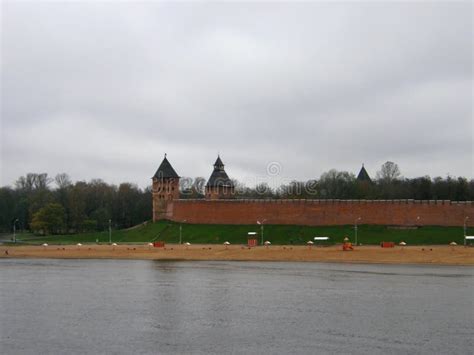 Red Brick Walls and Towers of the Detinets Fortress, Novgorod Kremlin. Velikiy Novgorod Stock ...