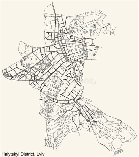 Street Roads Map of the HALYCH HALYTSKYI DISTRICT, LVIV Stock Vector - Illustration of ...