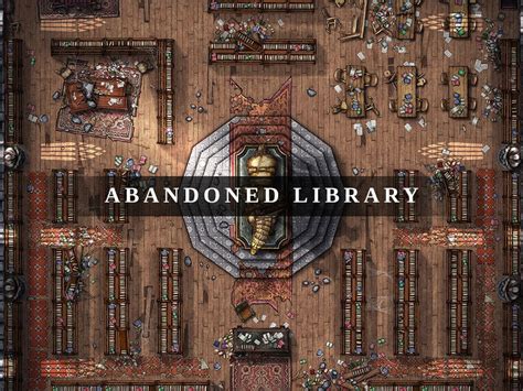 Abandoned Library Ruins Battlemap, Dnd Battle Map, D&D, Battle Map, Dungeons and Dragons, 5e ...