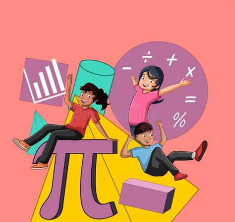 Cartoon Teenagers with Mathematics Figures. Stock Vector - Illustration of count, character ...