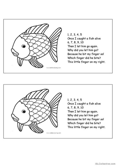 Fish Alive Song Lyrics and Colouring…: Deutsch DAF Arbeitsblätter pdf & doc