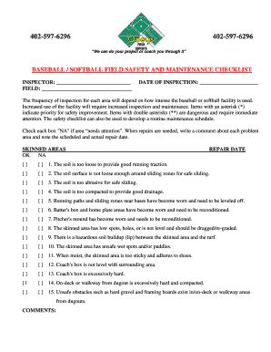 Baseball Field Maintenance Checklist - Fill Online, Printable, Fillable ...