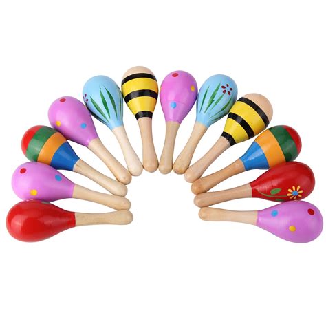 Buy Sansheng 12 PCS Mini Wood Festival Maracas Toys, Wooden Maracas Festival Painting, Wooden ...