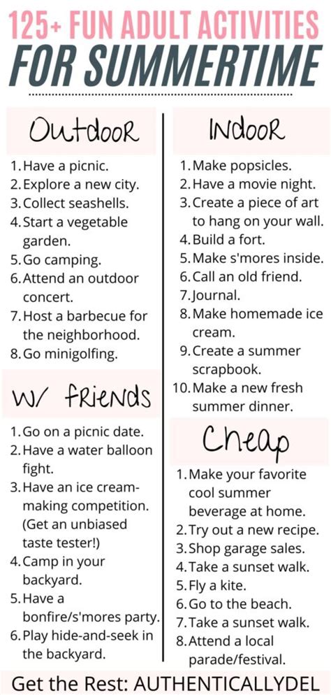 160 Fun Summer Activities for Adults (+ Free Printable) - Authentically Del