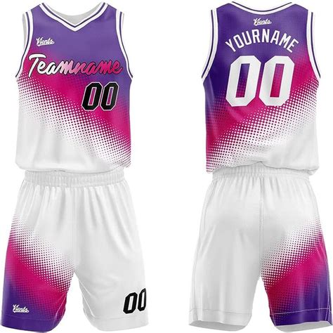 Custom Basketball Jersey in Purple-Hot Pink-White