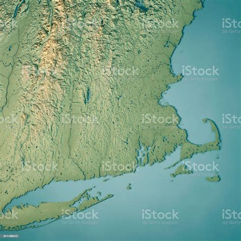 Massachusetts State Usa 3d Render Topographic Map Stock Photo - Download Image Now - Map, New ...