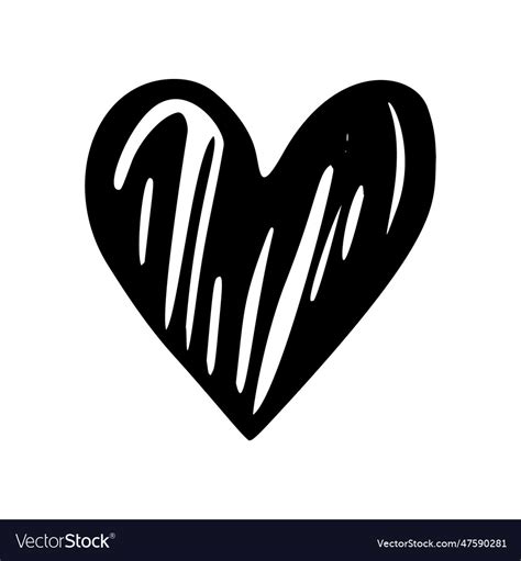 Black heart hand drawn icon cute doodle love Vector Image