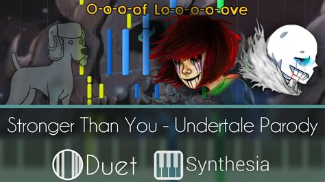 Stronger Than You - Undertale Parody - |DUET PIANO TUTORIAL w/ LYRICS| - Synthesia Chords - Chordify