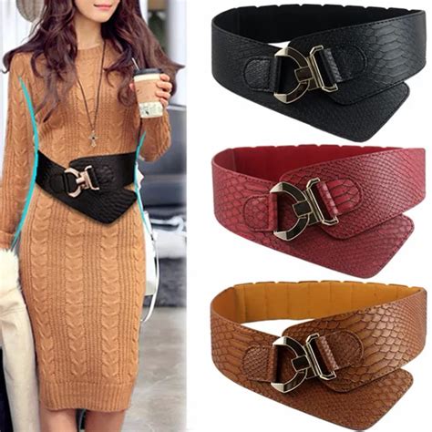 Wide Elastic Cinch Belt Women's Rocker Fashion Belt Gold Metal Rivet ...