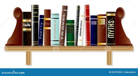 Genre Book Shelf Stock Illustration - Image: 52373233