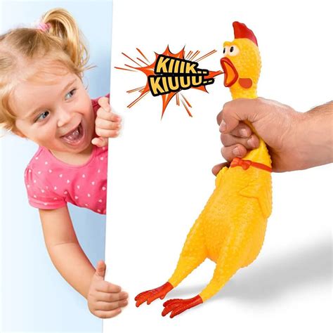 17CM Mini Screaming Rubber Chicken Squeak Toy Funny Squeeze Sound Toy ...