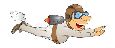 Vector of Man Flying with Jetpack Stock Vector - Illustration of color, imagination: 163021723