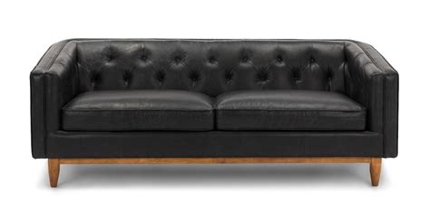 Oxford Black Alcott 3 Seater Leather Sofa | Article