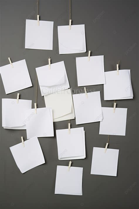 Six White Post It Notes With Clips On Them Background Wallpaper Image For Free Download - Pngtree