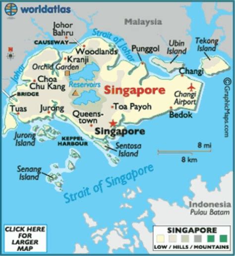 a map of singapore with the capital and major cities on it's borders,