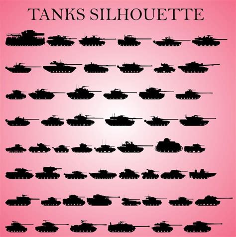 Premium Vector | Set of army tank silhouette