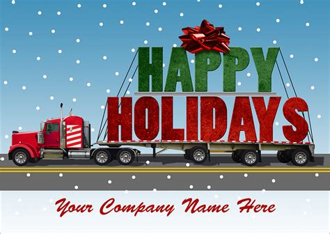 Festive Semi Truck Holiday Card for Business Promotion