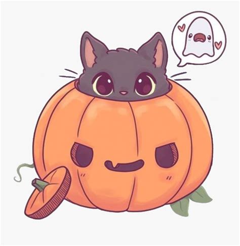 Cute Pumpkin Kitty Drawn By Noami Lord 💜💜💖 - Kawaii Cat In Pumpkin , Free Transparent Clipart ...