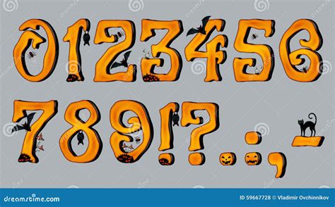 Spooky Halloween Font Number Figures Stock Vector - Image: 59667728