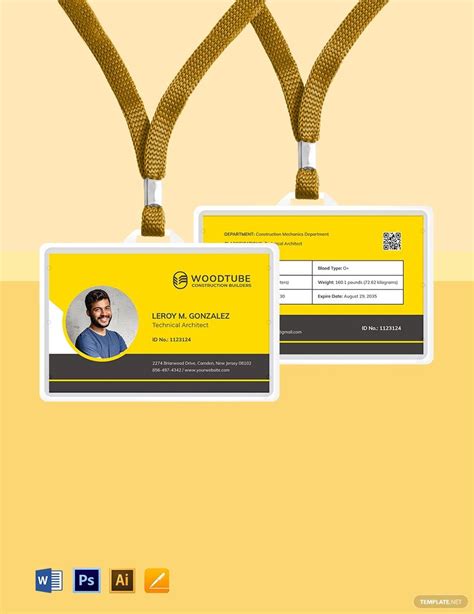 FREE Construction ID Card Templates & Examples - Download in Word ...