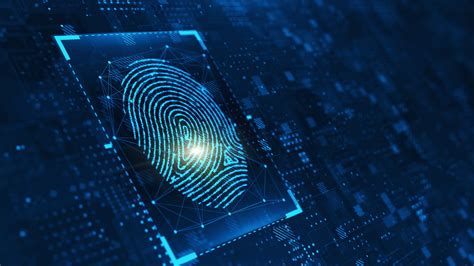 Digital biometric, security and identify by fingerprint concept. Scanning system of the ...