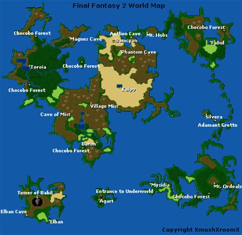 Final Fantasy II World Map Map for Super Nintendo by XmushXroomX - GameFAQs