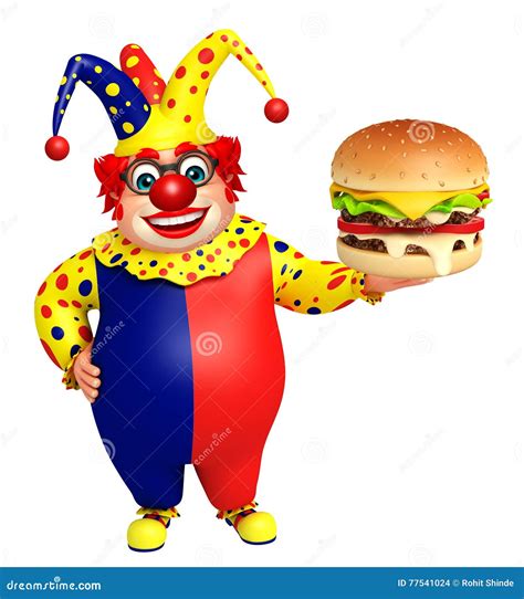 Clown with Burger stock illustration. Illustration of burger - 77541024