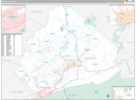 Mercer County, WV Wall Map Premium Style by MarketMAPS - MapSales